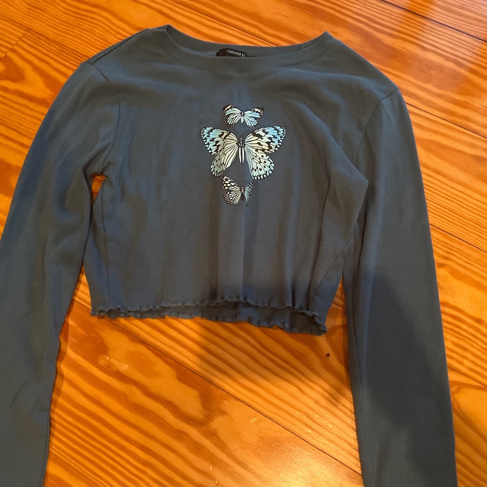 forever 21 long sleeve crop top